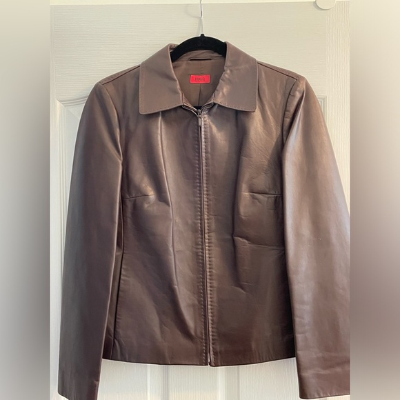 Hugo Boss Leather Jacket - Dark Brown Women’s Medium - Picture 3 of 10